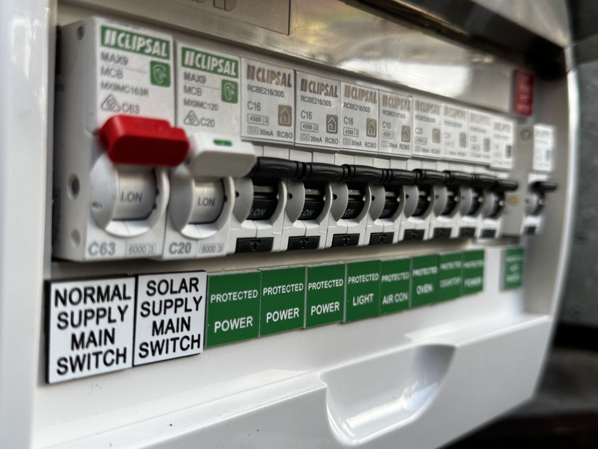 Switchboard upgrade with labelled safety switches by Expert Electrical Services