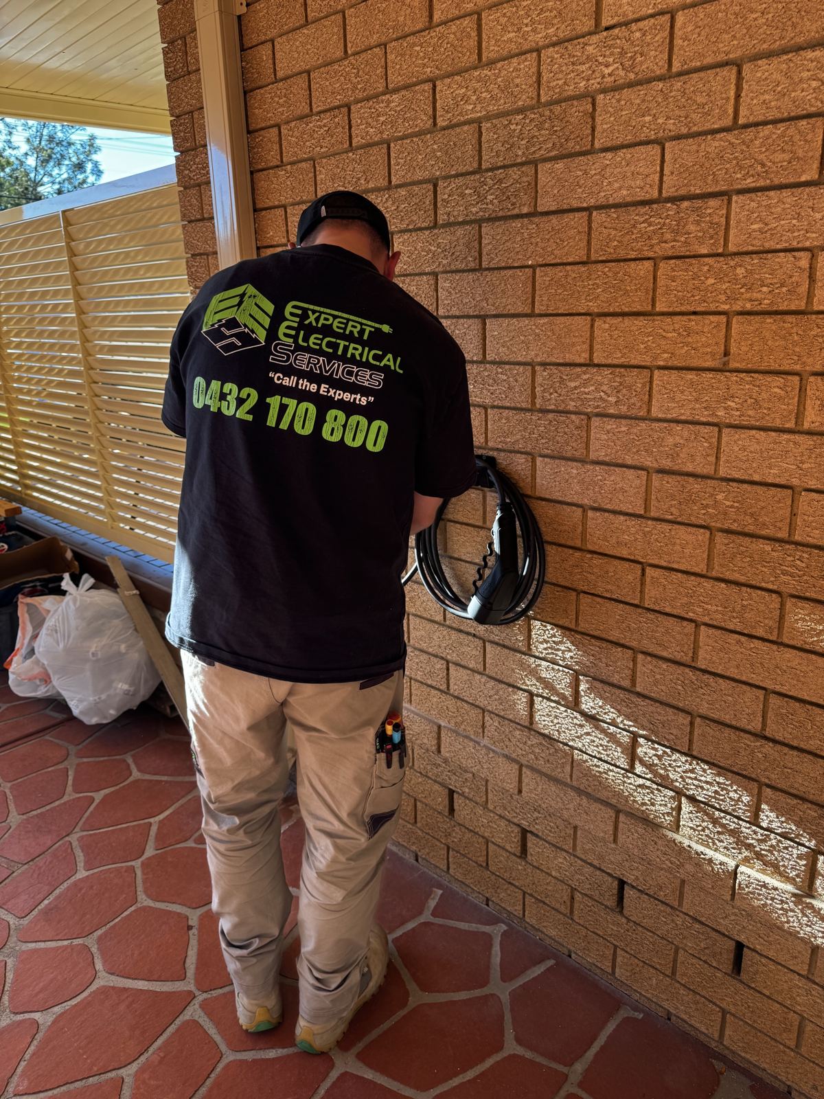 EV charger installation in progress