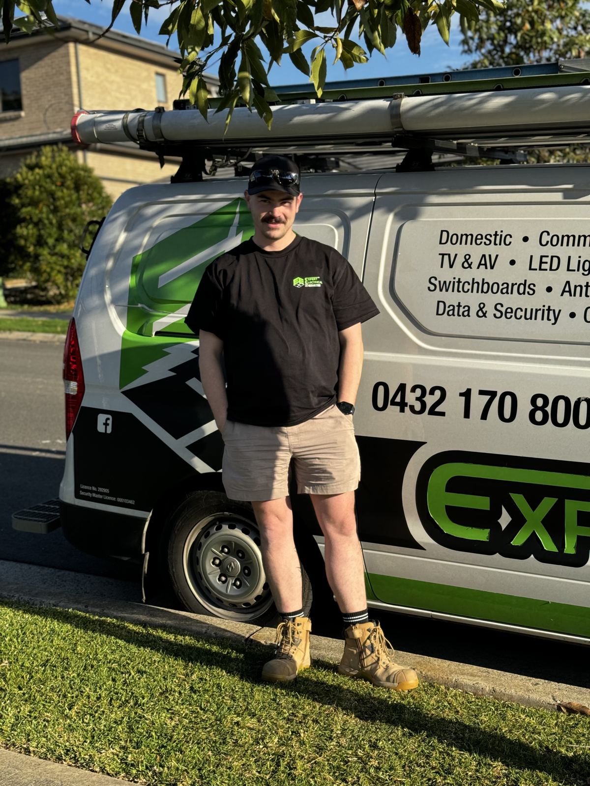 Mitch from Expert Electrical Services with the work van
